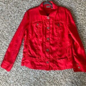 Chico's blazer jacket 100% Linen Lightweight Button Up red “Size 2” fits Large